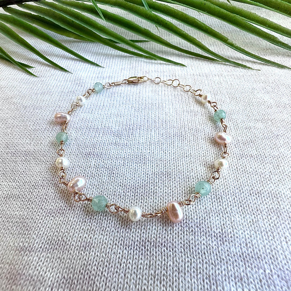 Aventurine & Freshwater Pearls Bracelet