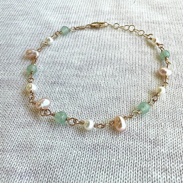 Aventurine & Freshwater Pearls Bracelet