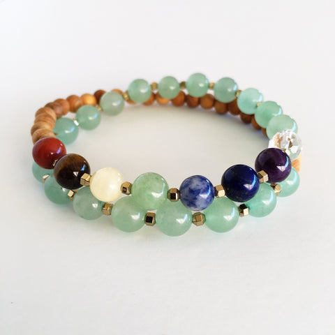 Aventurine + Chakra Gemstone Stretch Wrap Bracelet